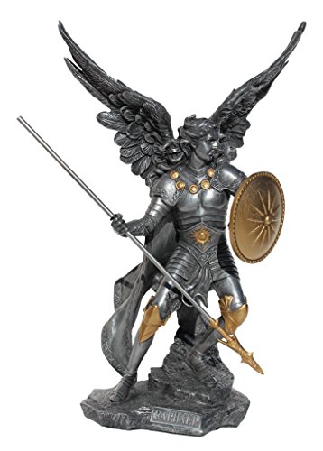 Estatua del Arcángel Rafael en Resina y Metal 13.6"