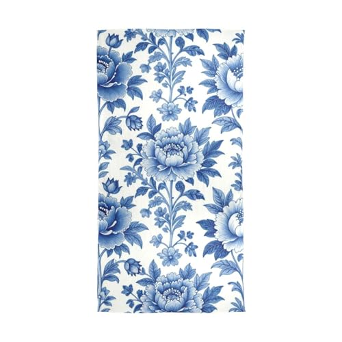 BCFHRGT Foulard en soie vintage en toile de Jouy - Motif floral - Bleu et blanc - 177,8 x 89,9 cm - Pour femme - Cadeau idéal – vue 2