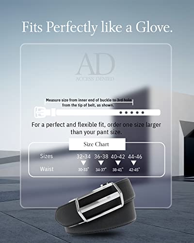 Access Denied Leather Ratchet Belts For Men - Mens Belt With Automatic Buckle For Suits Jeans And Uniform - Designed In The Usa #TOP4