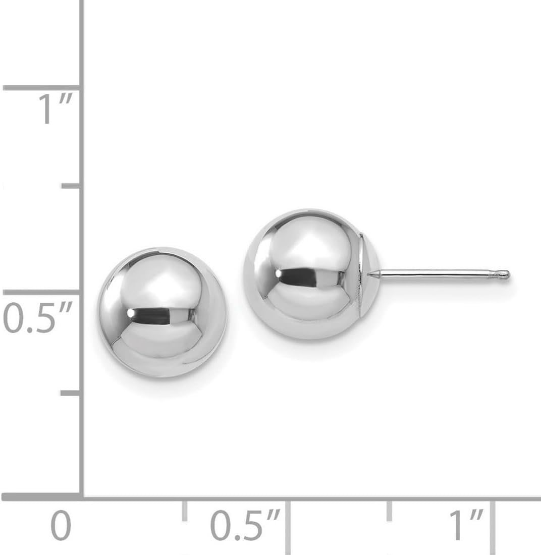 14k White Gold Hollow Polished 8mm Ball Post Earrings 8x8mm Ball Earring for Women