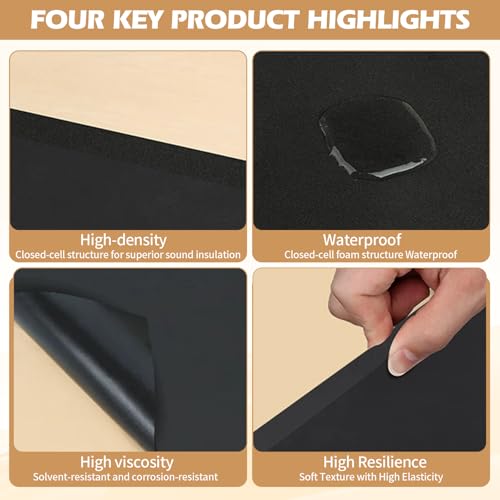 1.5m Selbstklebende Schaumstoffplatte, Multifunktionale Neopren-Gummiplatte, schneidbare Schaumstoffrolle mit hoher Dichte für Heimwerker, Möbelunterlagen (6mm)
