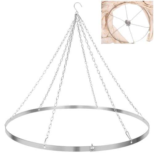 24in 6 Panels Silver Metallic Ceiling Drapes Hanging Kit Wedding Ceiling Drapes Canopy Hoop Metal Hardware Kit for Indoor Outdoor Decorations