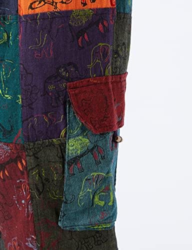 SHOPOHOLIC FASHION Mens Summer Hippie Cargo Pockets Combat Trousers, 3XL Multicoloured