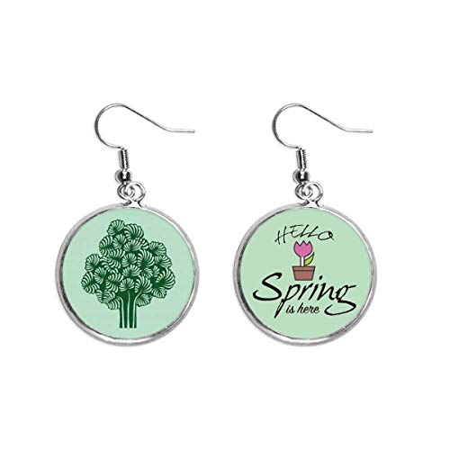 Pendientes de primavera decorativos estilo flores y árboles en joyería colgante de moda