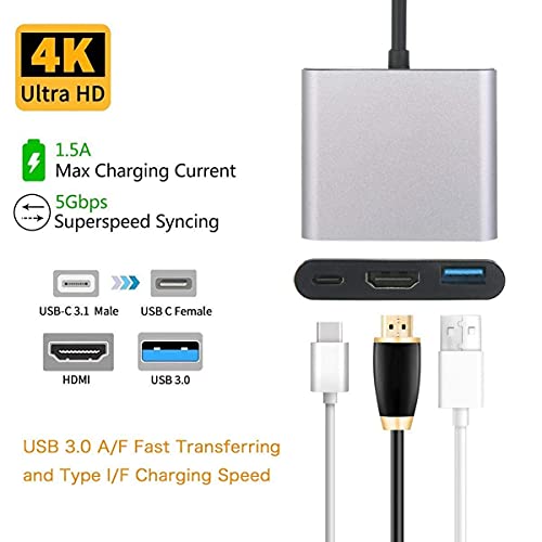 Image of Tobo USB C to HDMI Adapter, USB C to HDMI 4K Video Converter, USB 3.0 Port and PD Quick Charging Port, 3 in 1 USB 3.1 Type-C to HDMI-TD-221TC.