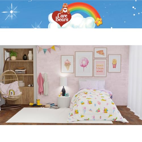 Image of Care Bears Food Snacks 5 Piece Super Soft Cozy Reversible Comforter and Sheet Set with Sham, Twin, (Officially Licensed Product) By Franco Collectibles
