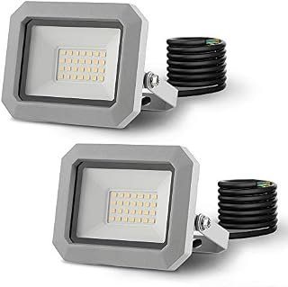20W LED Flood Lights Outdoor, 1600LM Outdoor Security Lights, IP65 Waterproof Led Floodlight, with 1M Power Cable, 4000K Daylight White, Ideal for Garden, Garage, Courtyard-2 Pack