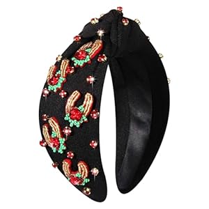 CEALXHENY Kentucky Derby Headband for Women Beaded Horseshoe Headbands Jeweled Rhinestone Knotted Headband Horse Race Day Headband Derby Hair Accessories Party Favors Gifts (Derby A-Black 2)