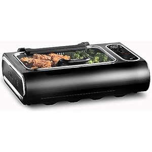 Gourmia Smokeless Indoor Grill & Air Fryer raclette grill with Smoke Extracting Technology for indoor grill Extra-Large Nonstick Cooking electric grill indoor Korean BBQ Style 6 Quart FoodStation™