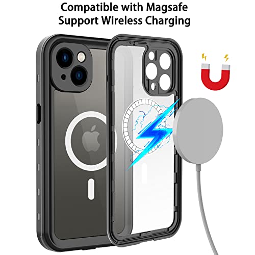 Waterproof Phone Case Compatible with iPhone 13, IP68 Waterproof Shockproof Dust-Proof Phone Case with Built in Screen Protector, Full Body Protective Case (Clear, iPhone 13)