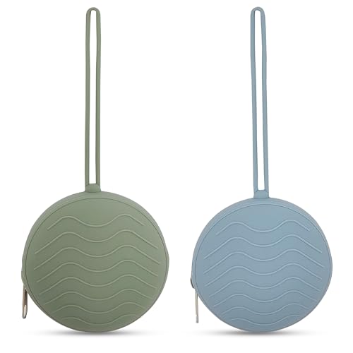 Image of HippoBaby Silicone Pacifier Holder Case 2-Pack – BPA-Free, Food-Grade Silicone – Zippered Travel Pacifier Organizer – Portable Baby Case for Pacifiers, Teethers & Essentials – Dishwasher Safe