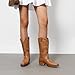 DREAM PAIRS Cowboy Boots for Women Cowgirl Western Mid Calf Boots Snip Toe Embroidered Stitched Low Chunky Heel Pull On Fashion Boots,Size 8,Tan,SDMB25005W-2