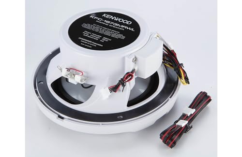 Image of Kenwood KFC-1673MRWL 6-1 /2 inch 2-Way Marine Speakers with Grilles (Pair) | Built-in LED Lights (White)