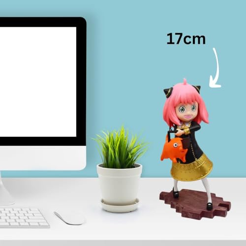Image of Blue Aura Anya Forger Action Figure with Pochita Height-17cm Collectible Multicolour PVC | Anya with Pochita