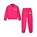 Girls Sweat Suits Size 14-16 2 Piece Sweat Sets For Girls Stand Up Collar Toddler Half Zip Pullover Sweatshirt Sweatpant With Bows Fashion Spring Girl Outfits Hot Pink 7-8 Years