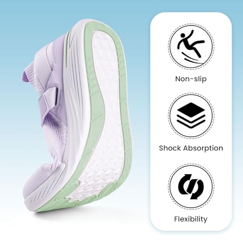 rosrabit Women's Barefoot Walking Shoes, Wide Toe Box Breathable Slip-On Sneakers, Lightweight Minimalist Athletic Shoes Purple — view 5