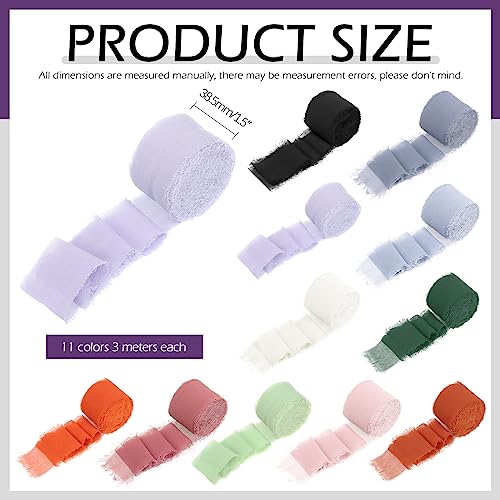 Set de 11 rollos de cinta chiffon multicolor 1.5" x 3.3 yardas miniatura 2