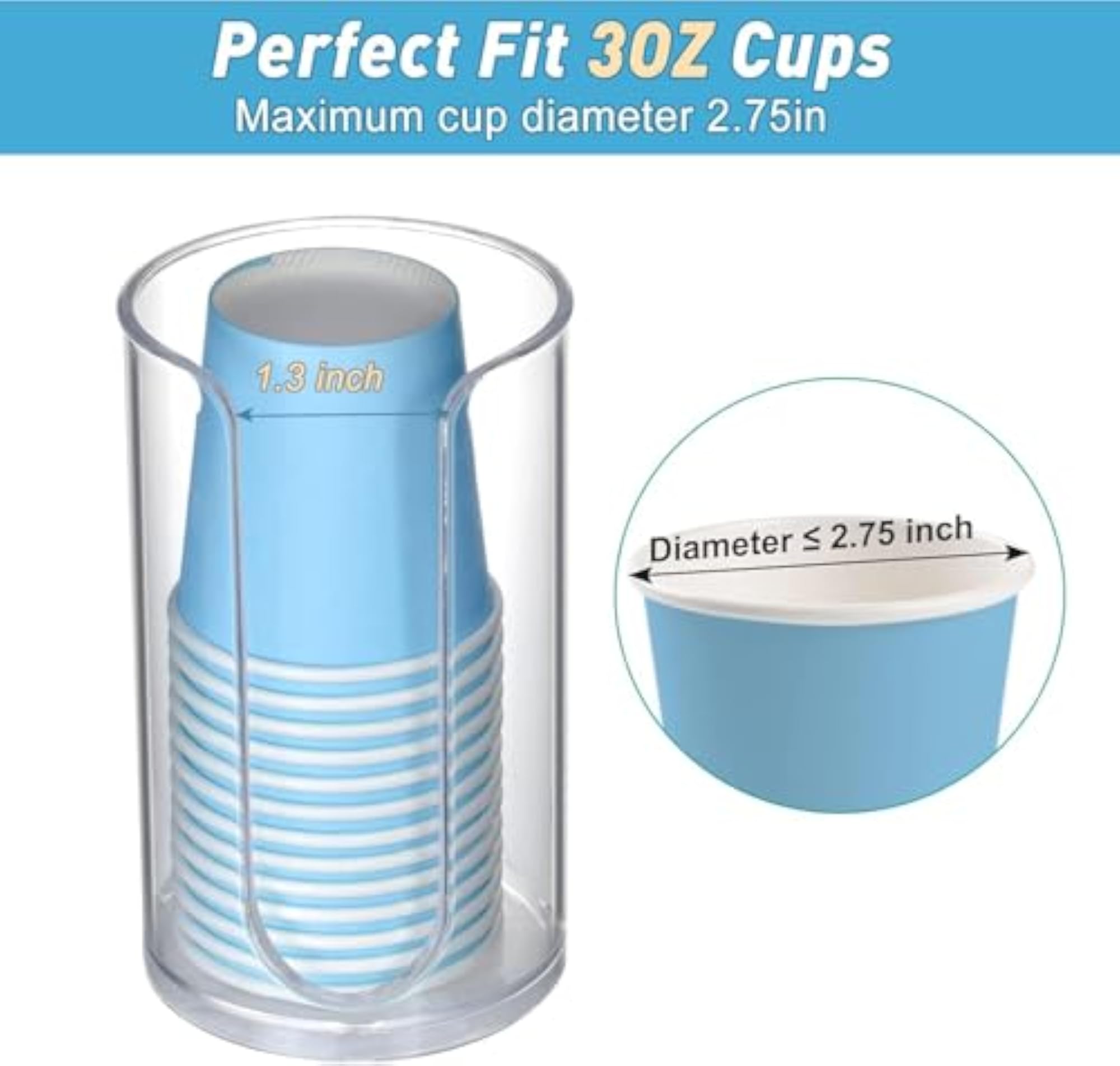 Acrylic Compact Small Disposable Paper Cup Dispenser
