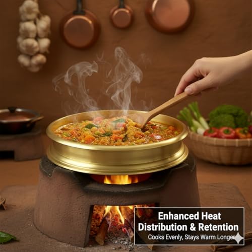 Image of Kerala Crafts Pure Brass Cooking 10 Inch (25.4 CM) Urli kadai Bowl Pot |Healthy Utensil Traditional India Daily Cookware House Kitchen Wedding Baby Eco Friendly Pooja Temple Puja Diwali Home Decor