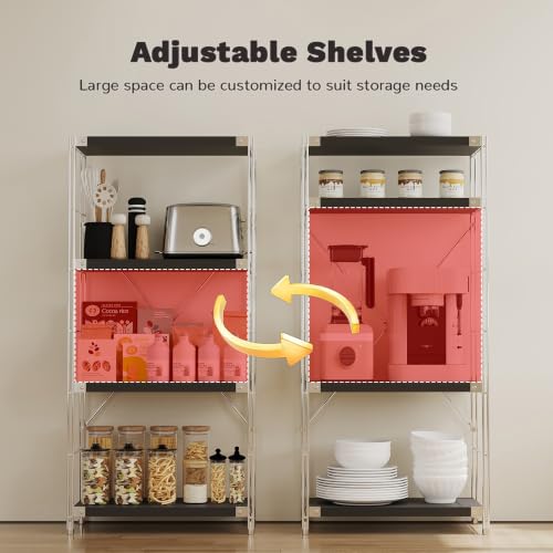 Image of 4-Tier Industrial Bookshelf, Wood and Metal Shelf Unit, Storage Bookcase