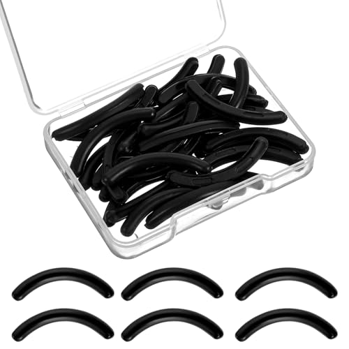 Tyqour 30pcs Eyelash Curler Refill Pads Compatible with Shiseido, Eye Lash Curler Refills, Silicone Rubber Universal Lash Curler Refill Pads with Clear Storage Box(Black)