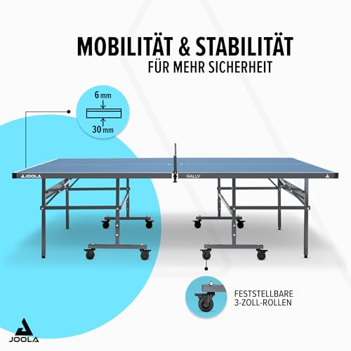 JOOLA Tischtennisplatte Outdoor Rally - Profi Tischtennistisch 6 MM Aluminium-Verbundoberfläche Wetterfest - Klappbares Untergestell - Schneller Aufbau