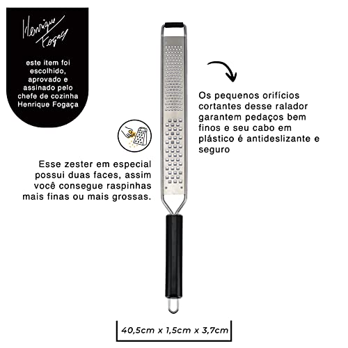 Tuut, Linha Fogaça, Ralador de Inox Zester, 2 Faces, 40,5cm