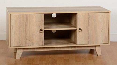 TNW 41437 Medium Findlay TV Unit - Oak Effect Veneer/Black
