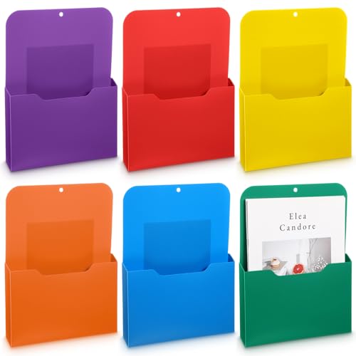 Kosiz 6 Pcs Magnetic File Holder Magnetic Wall File Organizer Paper Holder for Refrigerator Office Supplies Storage Mail Organizer Case Storage Pocket
