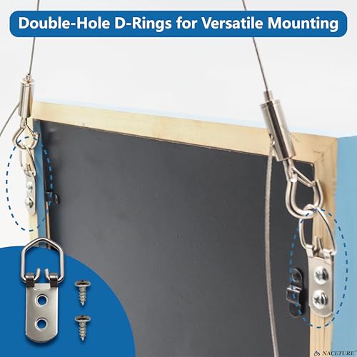 Image of NACETURE Picture Frame Security Hanging Kit, Double 6 Pack | Heavy-duty steel cables provide reliable secondary protection for valuable framed artwork and displays.