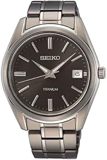 Seiko Herren-Uhr Quarz Titan mit Edelstahlband SUR377P1