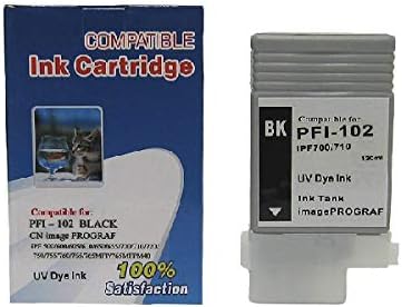 Vivid Colors Replacement Adaptable Ink Cartridge PFI-102 Ink Tank Cartridges for Canon iPF 500/510/600/610/700/710/720 Printer, (5-Pack Matte Black,Black,Cyan,Magenta,Yellow) Ink Tank