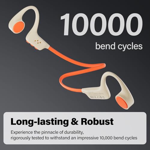 Image of Bone Conduction Headphones, Open Ear Headphones Wireless Earphones, 32GB MP3, 8 Hours Playtime, Bluetooth 5.3, IP68 Waterproof Headphones for Running and Fitness Workout - Beige Orange