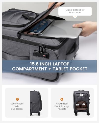 Bagage à main 22x14x9 approuvé par la compagnie aérienne avec serrure TSA pour voyage d'affaires – Image 5