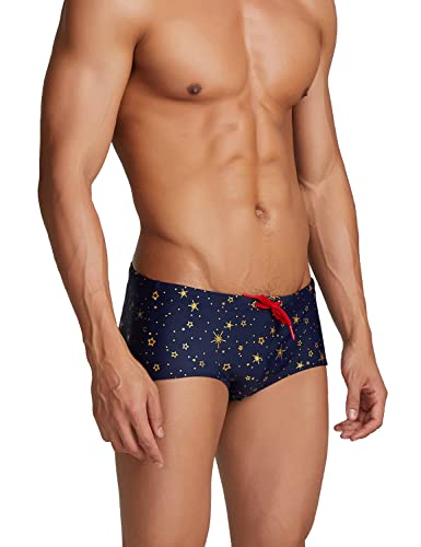 SEOBEAN Mens Sexy Low Rise Golden Star Swim Trunks Swimwear 220801