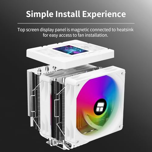 Image of Thermalright Peerless Assassin 120 Vision ARGB White CPU Cooler, PC Cooling 6 Heat Pipes, 2.8'' Magnetic Display Screen with 320x240 Resolution,for AM4 /AM5 and Intel LGA1700 /1851
