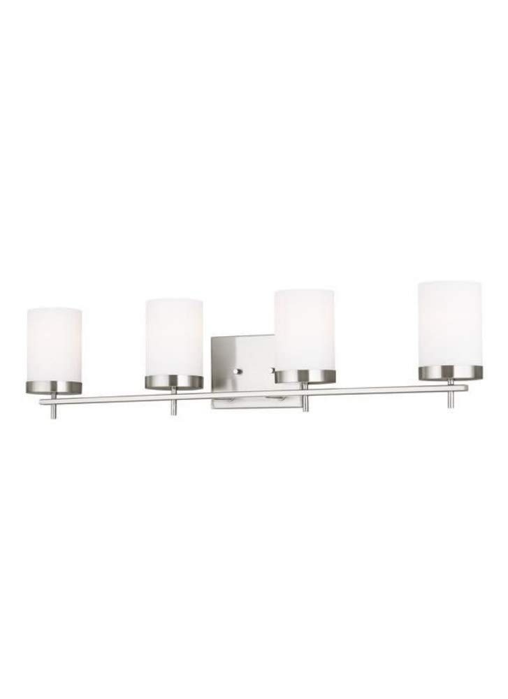 Sea Gull Lighting Sea Gull 4490304-962 Transitional Four Light Bath from Zire Collection in Pwt, Nckl, B/S, Slvr. Finish, Brushed Nickel