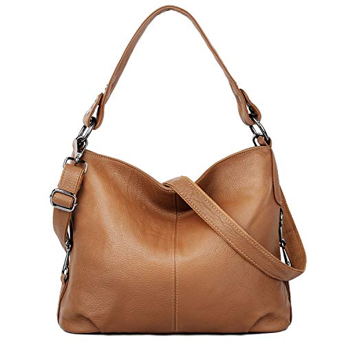 Image of YALUXE Women's Real Leather Shoulder Bags Hobo Handbag Purse Crossbody Bag