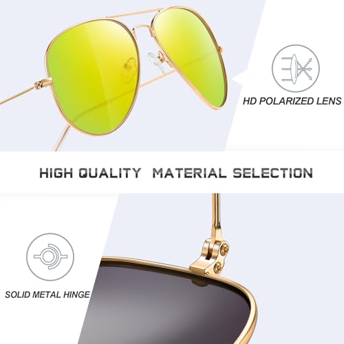 Image of Classic Aviator Sunglasses for Men Womens Polarized UV Protection Driving Sunglasses
