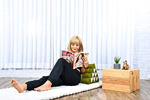 Image of Leewadee Triangle Cushion - Comfortable Backrest for TV or Reading, Incline Pillow for Relaxing Made of Kapok, 20 x 13 x 13 inches, Green