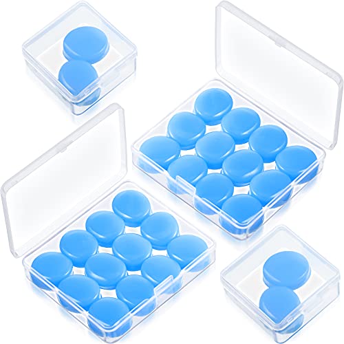 14 Pairs Silicone Ear Plugs for Sleeping Soft Reusable Moldable Silicone Earplugs Gel Ear Plugs Noise Cancelling Earplugs with Case for Swimming, Snoring, Concert, Airplane (Blue)