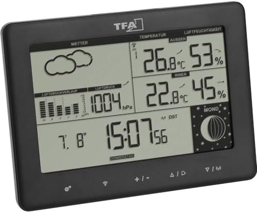 TFA Dostmann Estación meteorológica inalámbrica Elements, 35.1158.01, con emisor Exterior, previsión meteorológica, Pant...