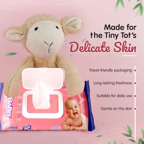 Image of Babit Baby Wipes (80 Wipes each) Pack of 2 | Gentle Cleansing for Newborn & Kids | Hydrates, Soothes & Prevents Rashes | Soft Wet Wipes for Baby & Adults