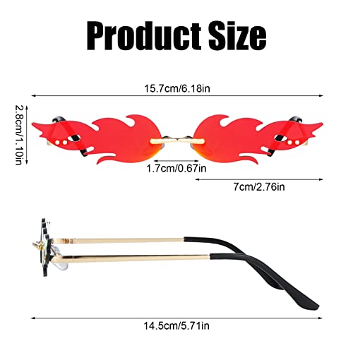 Tagaremuser 2 Stück Flammen Sonnenbrille, Flammen Brillen, Lustige sonnenbrille, Sonnenbrille Rave, Feuer Sonnenbrillen, Neuheit Partybrille für Halloween Maskerade Party Dekoration