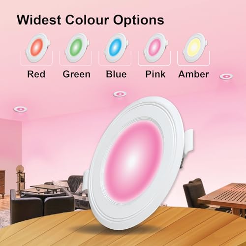 Image of Havells Polycarbonate Luna 6W Downlight for Junction Box Round | Colour - Pink |3 inch Cutout, 22mm Height | High Voltage Protection Upto 4KV | Pack of 1