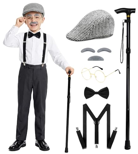 Disfraz de Viejo para Niños con Sombrero, Gafas y Bastón