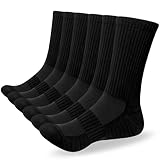 TANSTC Mens Socks 6 Pairs Crew Cotton Athletic Running Sports Socks, Anti-Blister Cushioned Breathable Climbing Hiking Socks