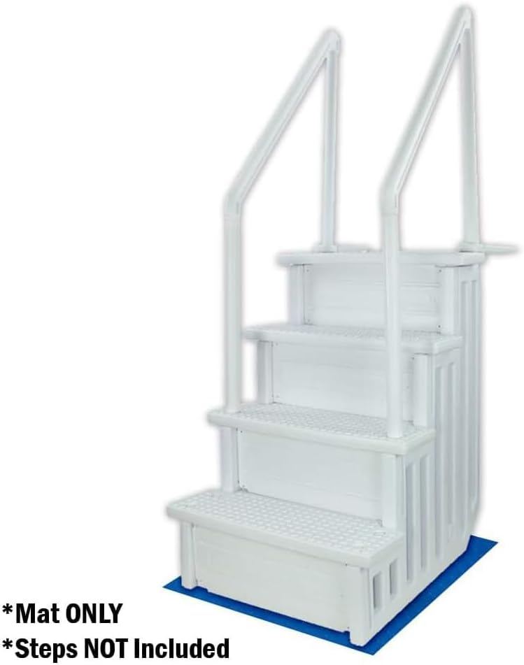 Aqua Select 45" x 50" Swimming Pool Ladder Mat | Protects Vinyl Pool Liner | Blue, Rectangular, Anti-Slip, Outdoor, Machine Made, Vinyl