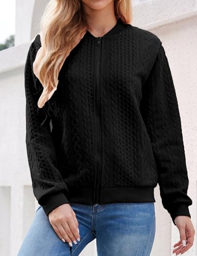 Image of Larmliss Women's Zip Up Cardigan Sweater Hoodies Long Sleeve Jacket Crewneck Casual Outerwear Spring Fall Trendy Coat Outfits