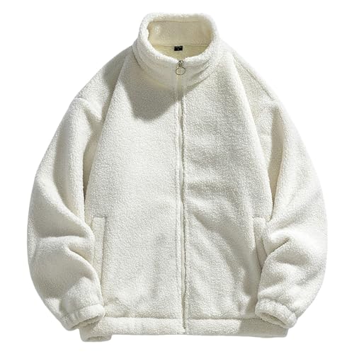 Generisch Chaqueta gruesa de forro polar para hombre, chaqueta de invierno, chaqueta de forro polar, chaqueta de felpa con bloque de color, chaqueta de felpa cálida, cuello alto, chaqueta de peluche